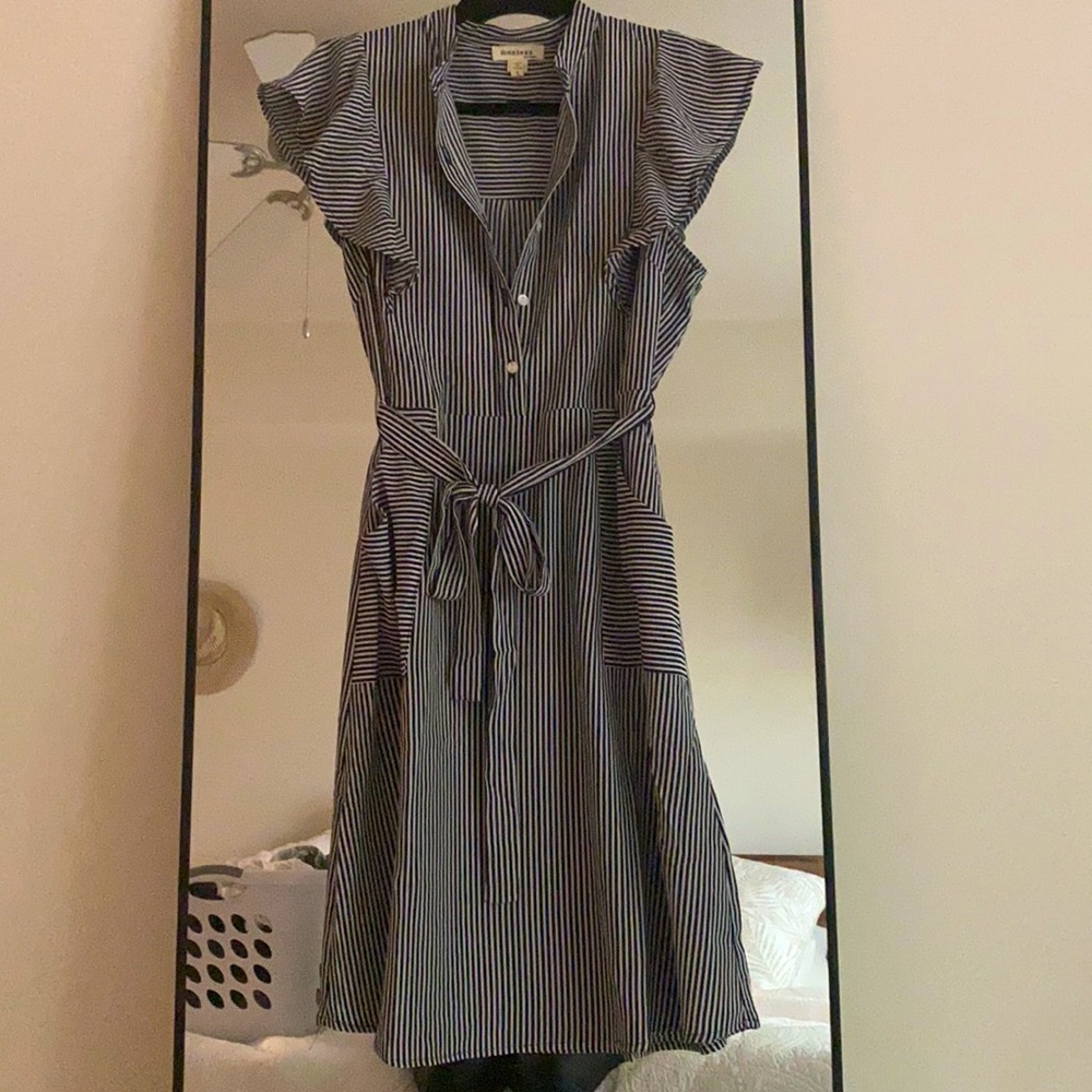 Navy and white stripe dress